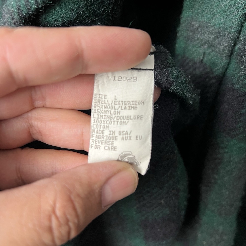 Vintage Woolrich Men's Green Buffalo Plaid Wool Shirt Jacket Made in USA L - Picture 3 of 6